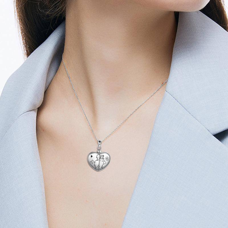 Sterling Silver Father & Daughter Pendant Necklace