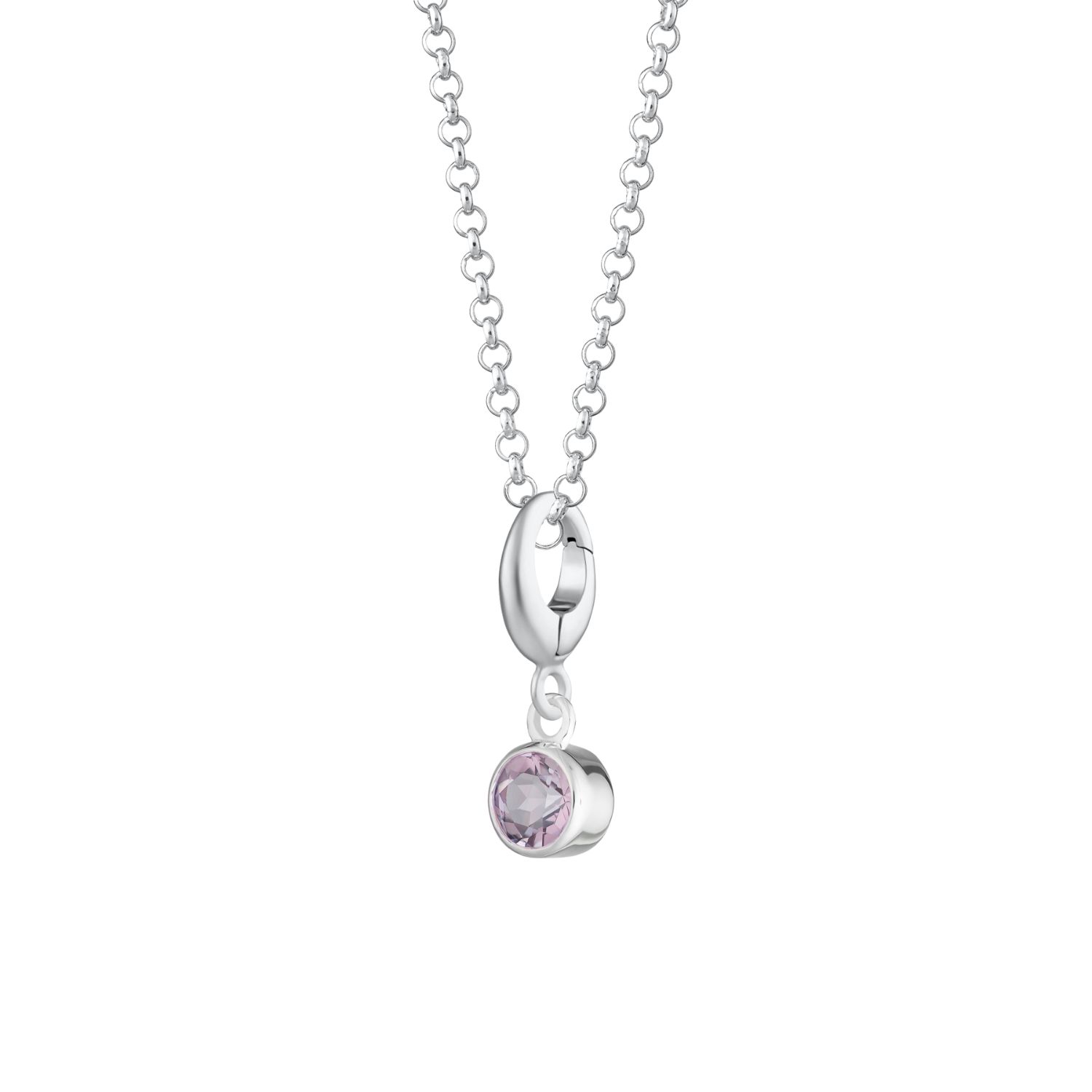 Sterling Silver February Birthstone Charm Necklace - Amethyst