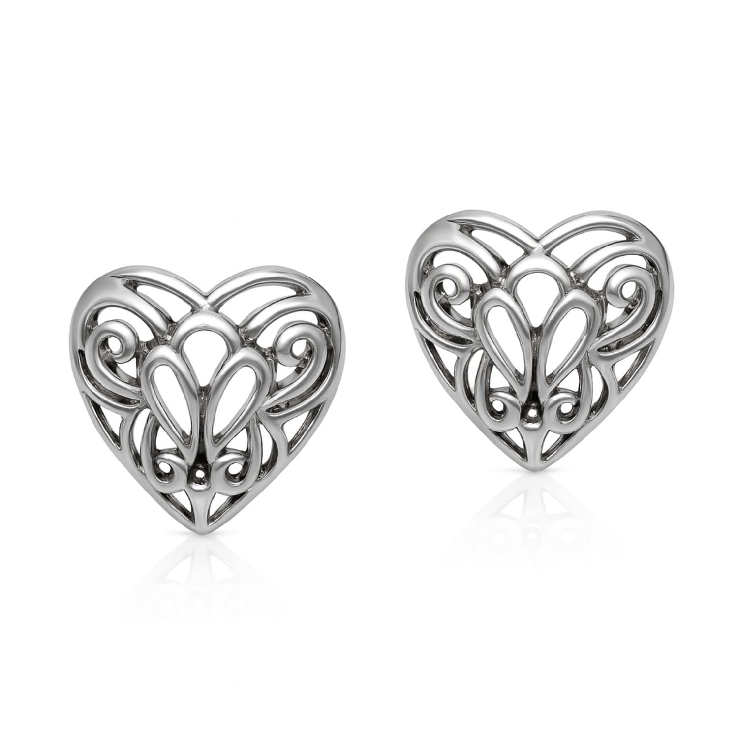 Sterling Silver Filigree Heart Stud Earrings – Elegant And Romantic Look – Unaloe Jewellery For Women