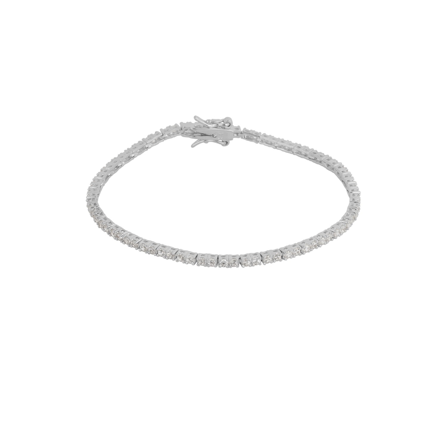 Sterling Silver Fine Tennis Bracelet - Silver