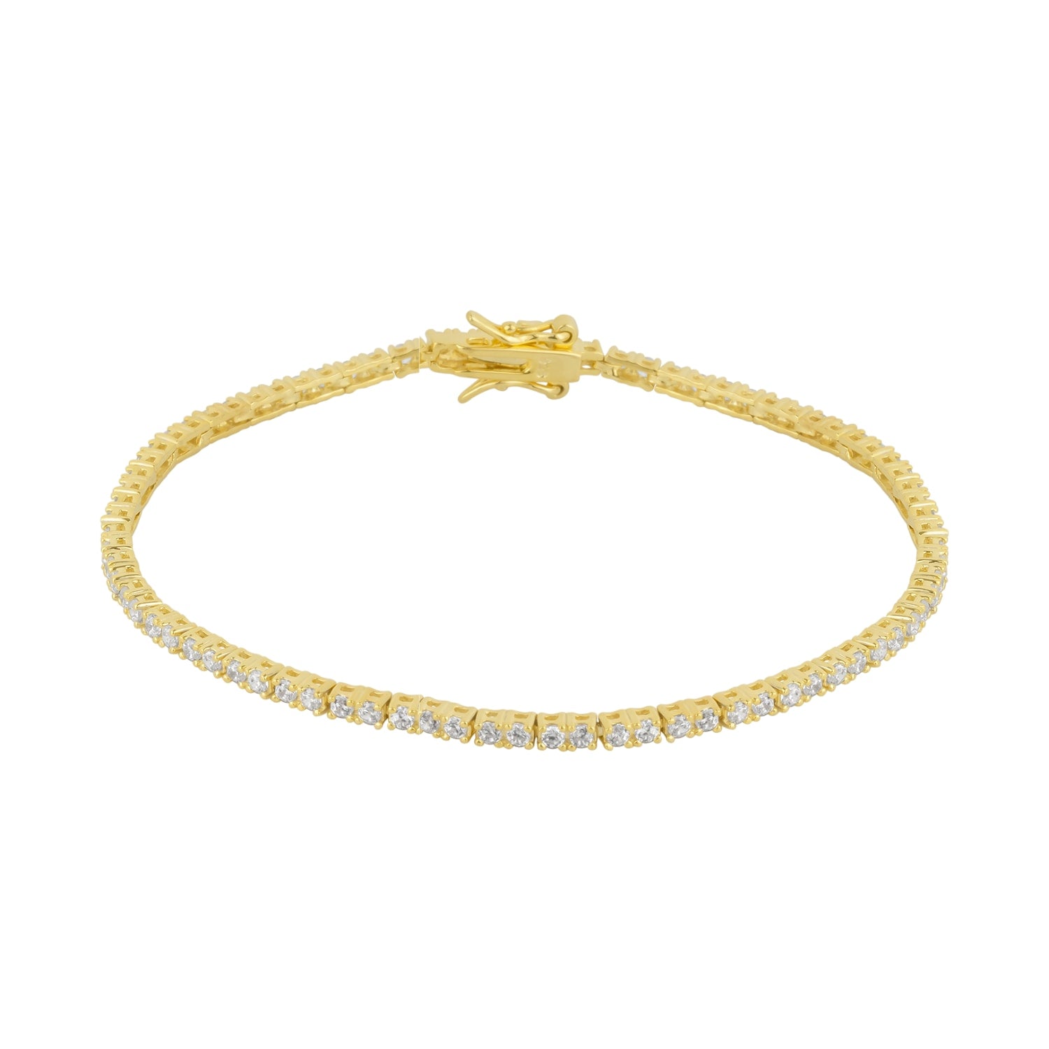 Sterling Silver Fine Tennis Bracelet - Gold