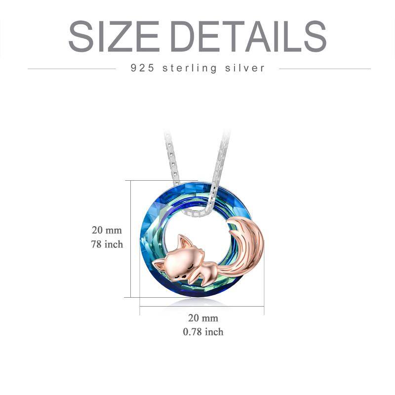 Sterling Silver with Rose Gold Plated Fox Crystal Pendant Necklace