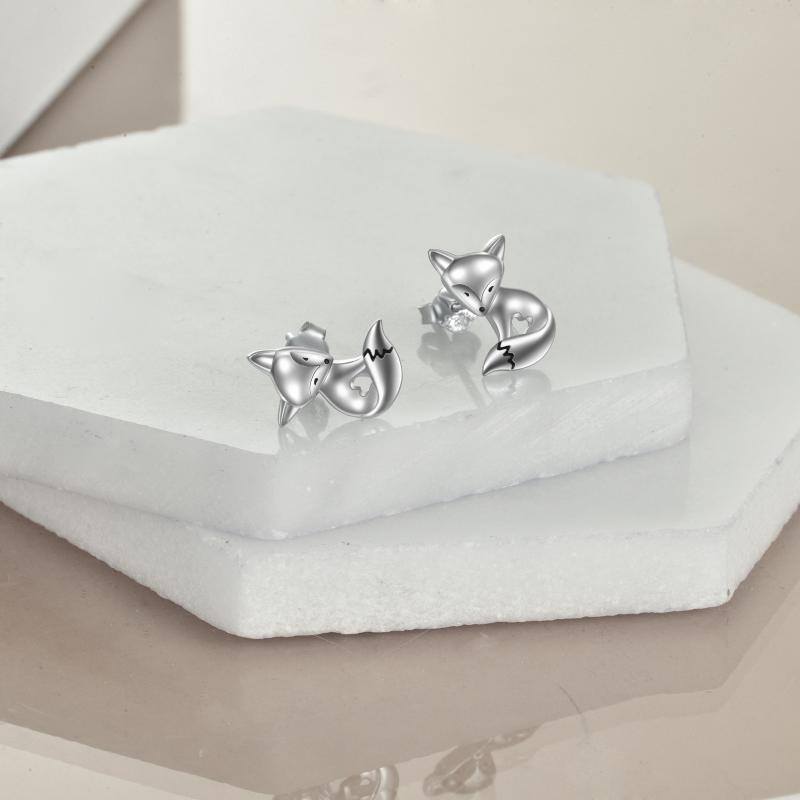 Sterling Silver Fox Stud Earrings