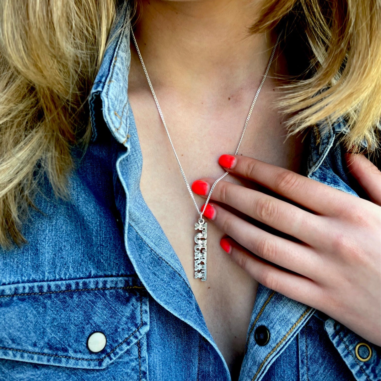 Sterling Silver “Fuckit” Word Necklace