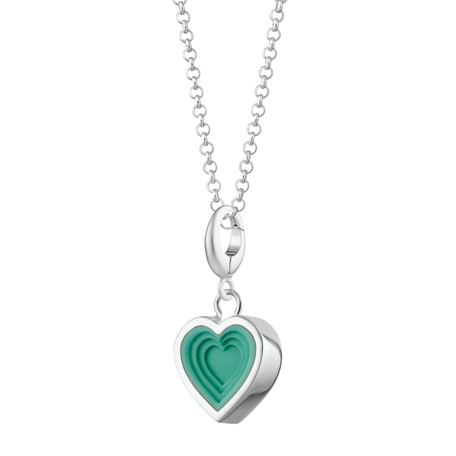 Sterling Silver Geometric Turquoise Heart Charm Necklace