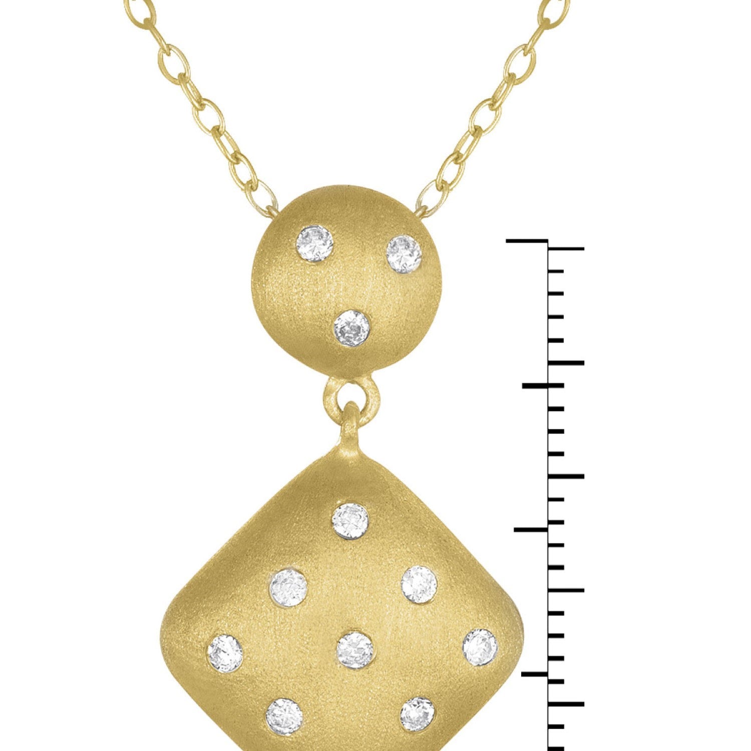 Sterling Silver Gold Overlay Clear Cubic Zirconia Accent Square Necklace