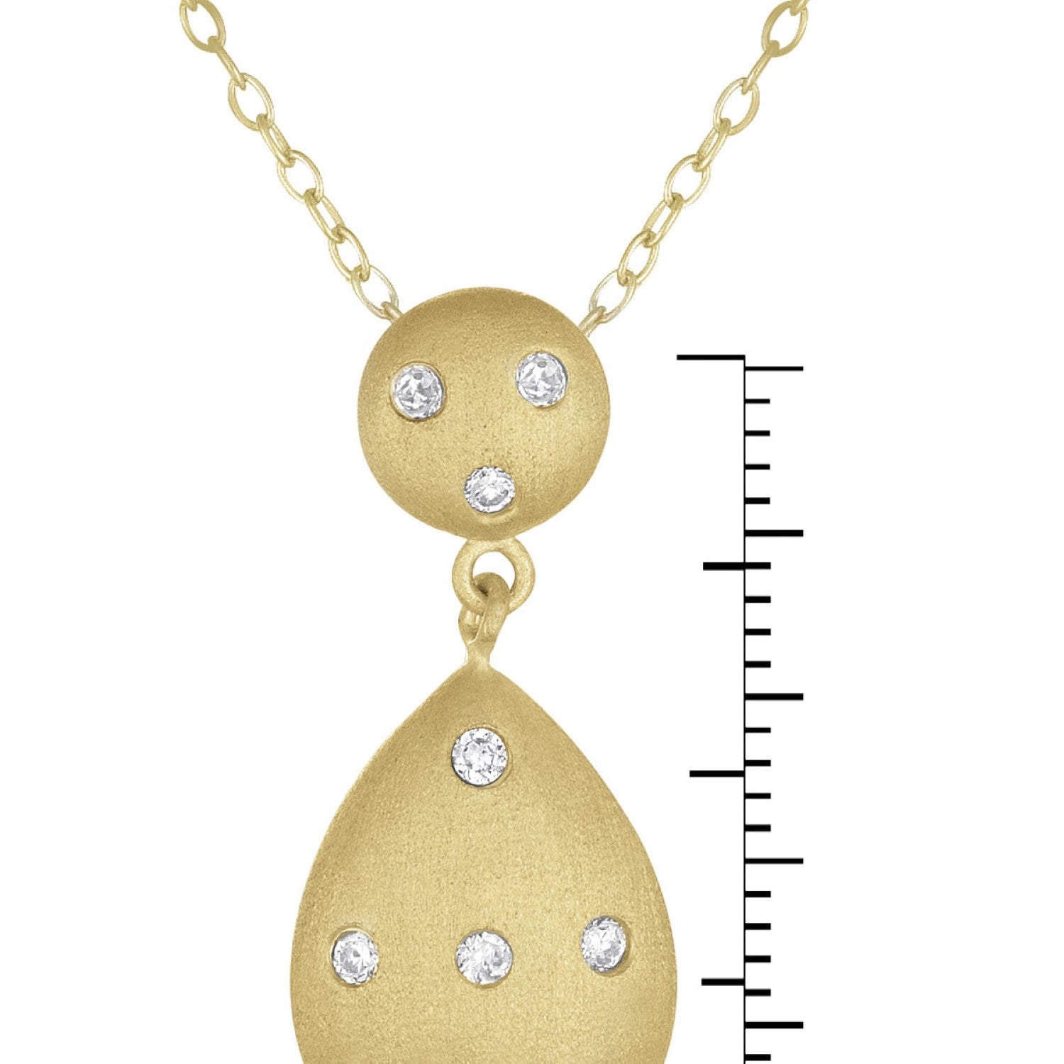 Sterling Silver Gold Overlay Clear Cubic Zirconia Accent Tear Drop Pendant Necklace