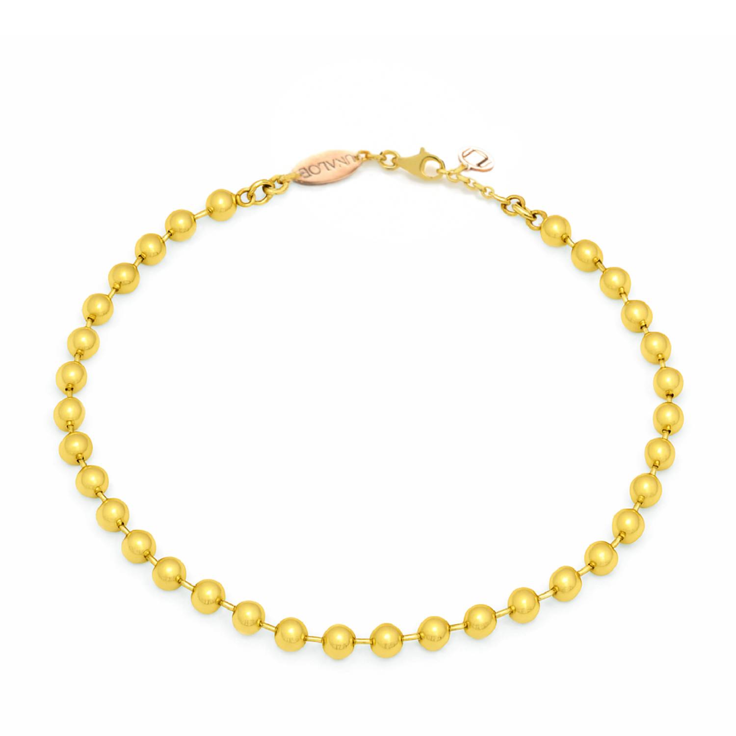 Sterling Silver Gold-Plated Beaded Necklace With Rose Gold Details