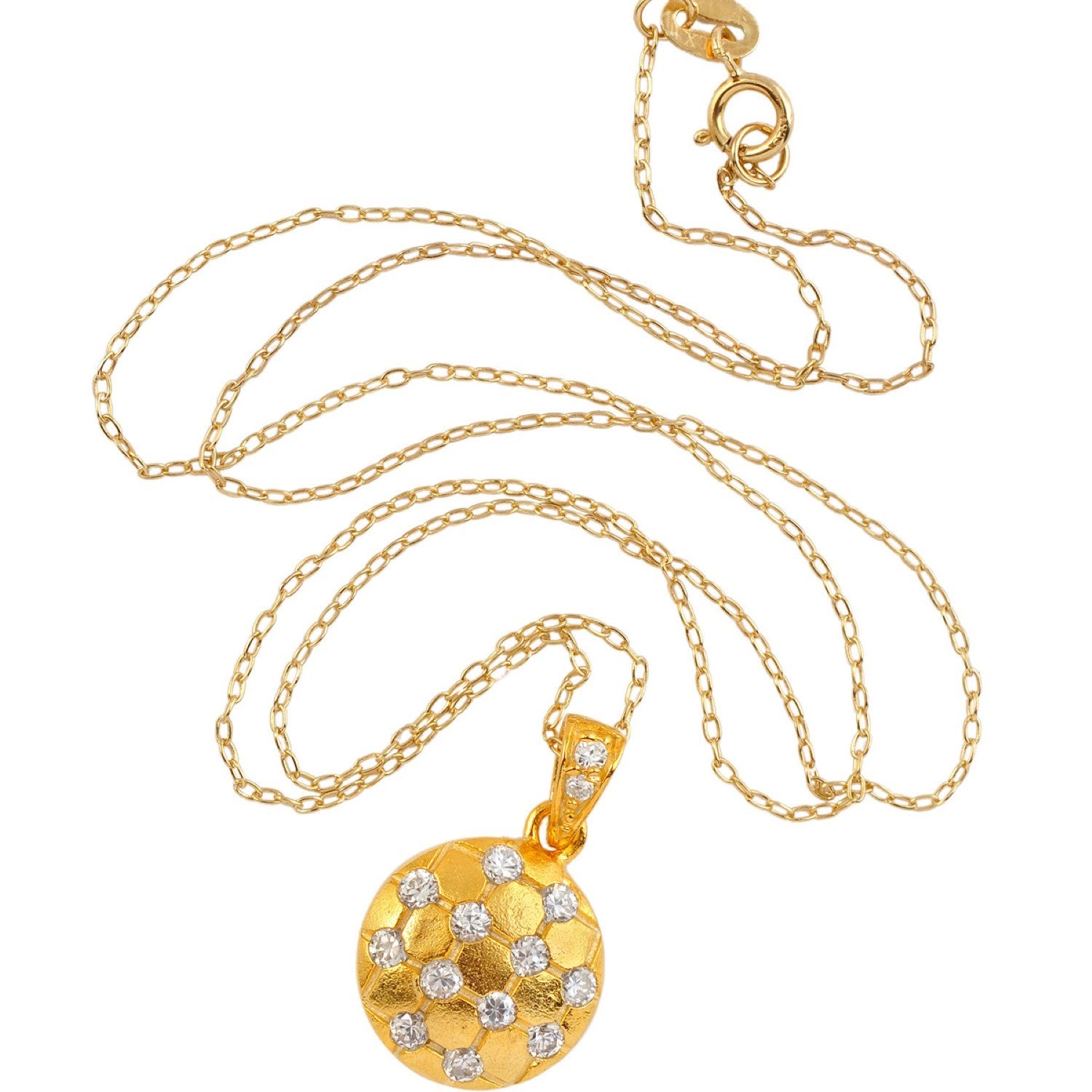 Sterling Silver Gold Plated Cubic Zirconia Sphere Pendant