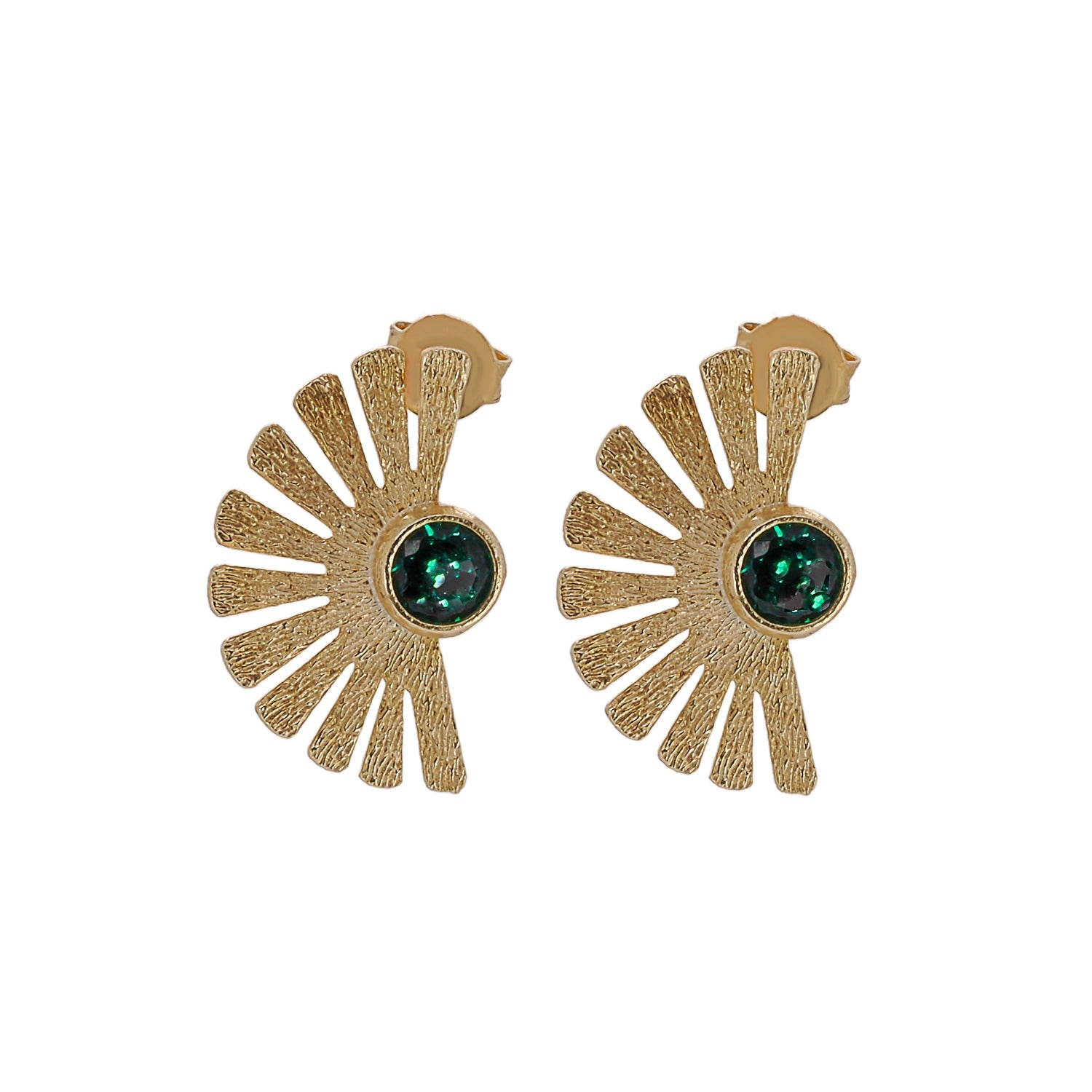 Sterling Silver Gold Plated Jade Gemstone Cleopatra Earring - Gold