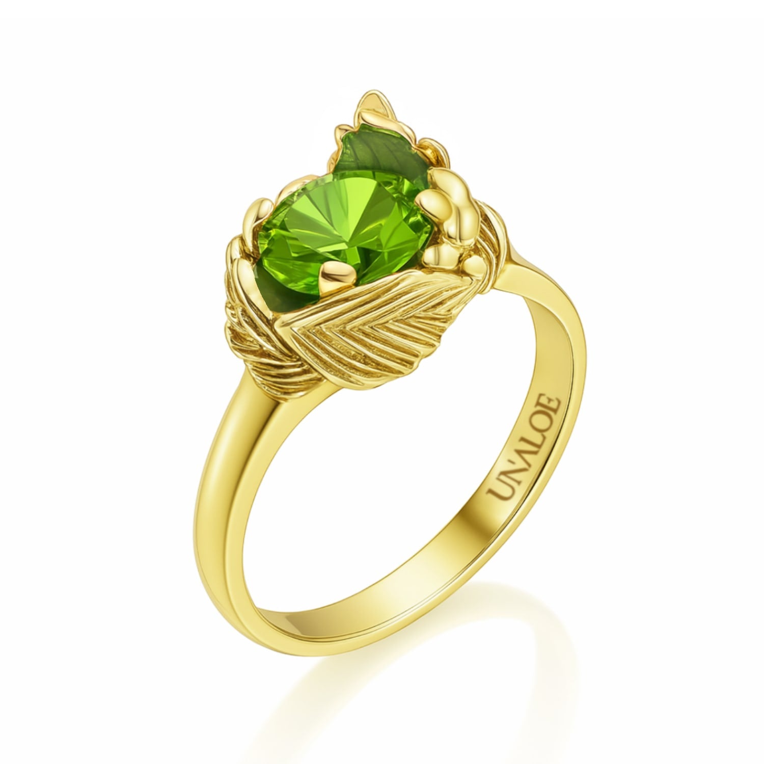 Sterling Silver With Gold-Plated Ring With Green Zircon Coleus– Unaloe Handmade Jewelry For Women