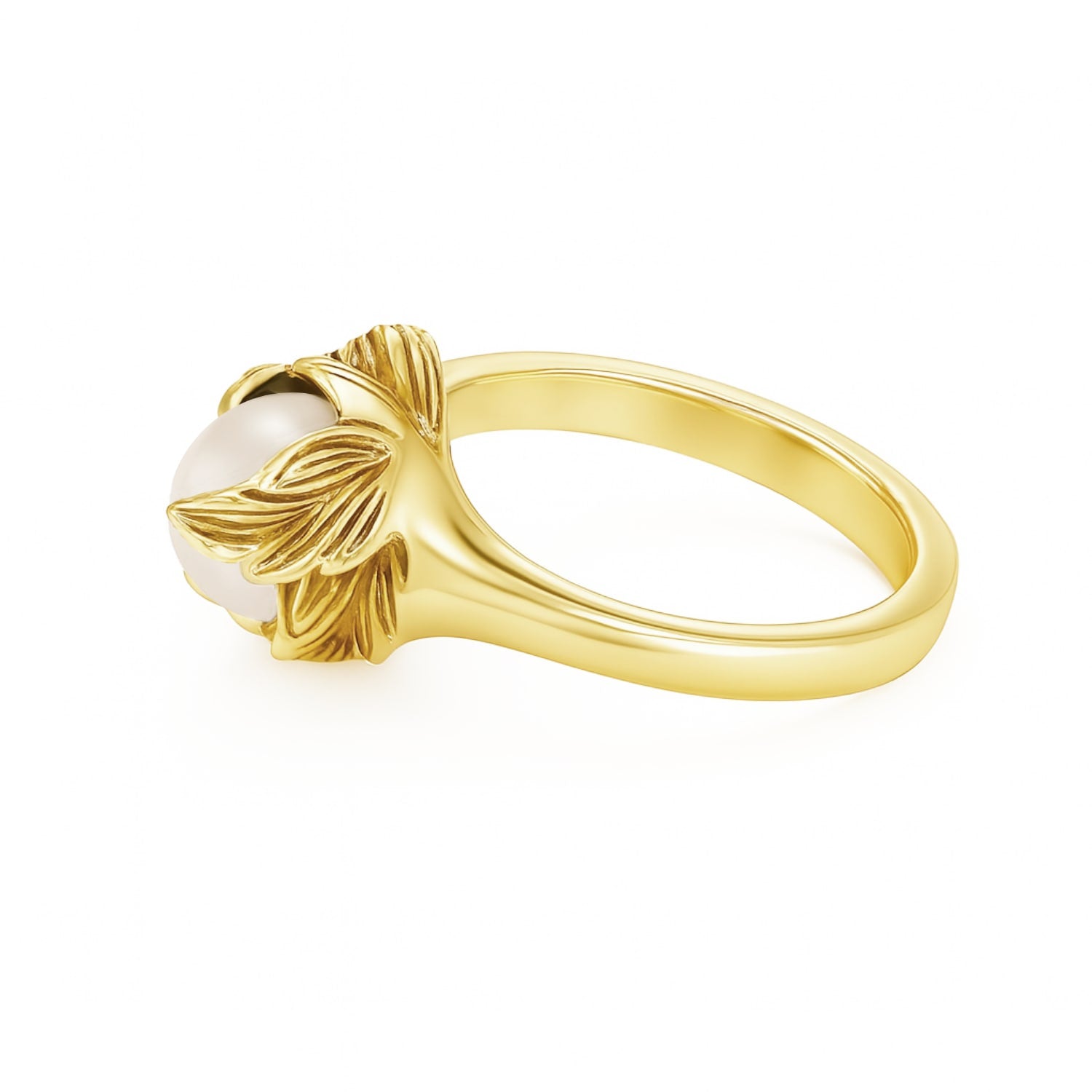 Sterling Silver-Gold-Plated Ring With Pearl Coleus– Unaloe Handmade Jewelry For Women