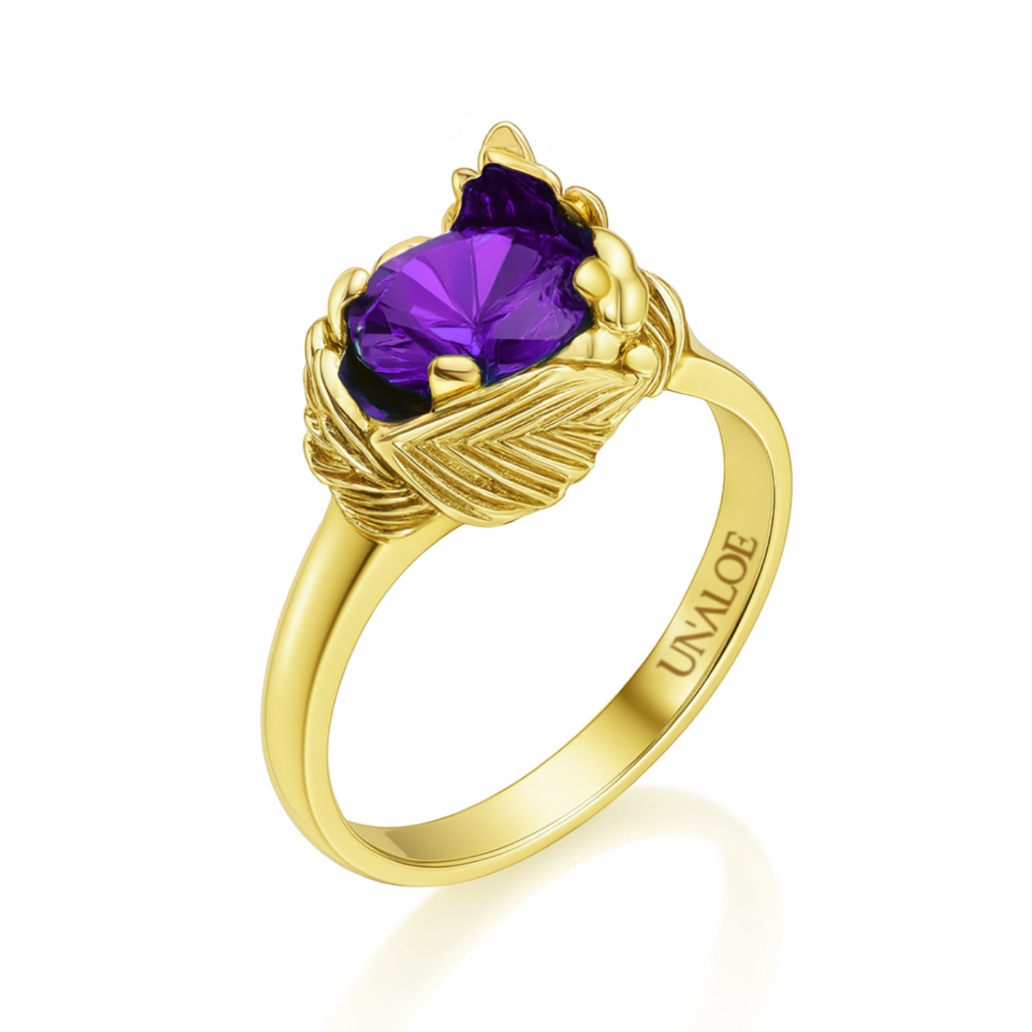 Sterling Silver With Gold Plated Ring With Purple Zircon Coleus– Unaloe Handmade Jewelry For Women