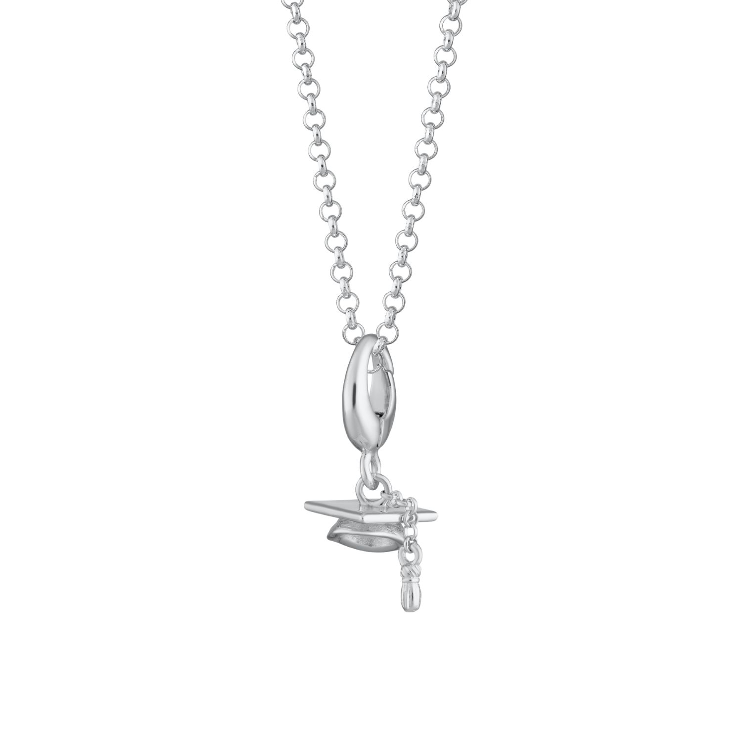 Sterling Silver Graduation Hat Charm Necklace