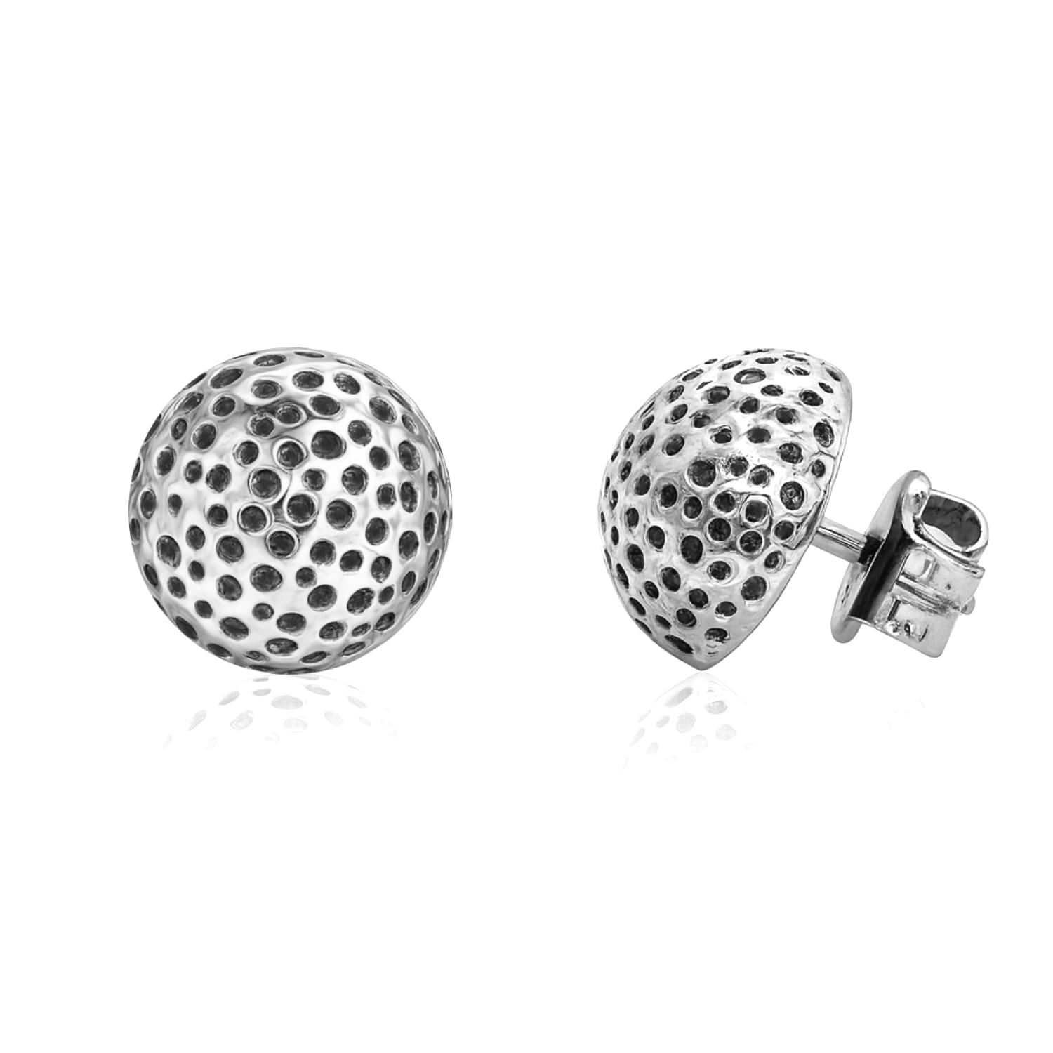 Sterling Silver Granulated Sphere Earrings – Hammered Artisan Texture – Modern Design – Unaloe Jewellery For Women