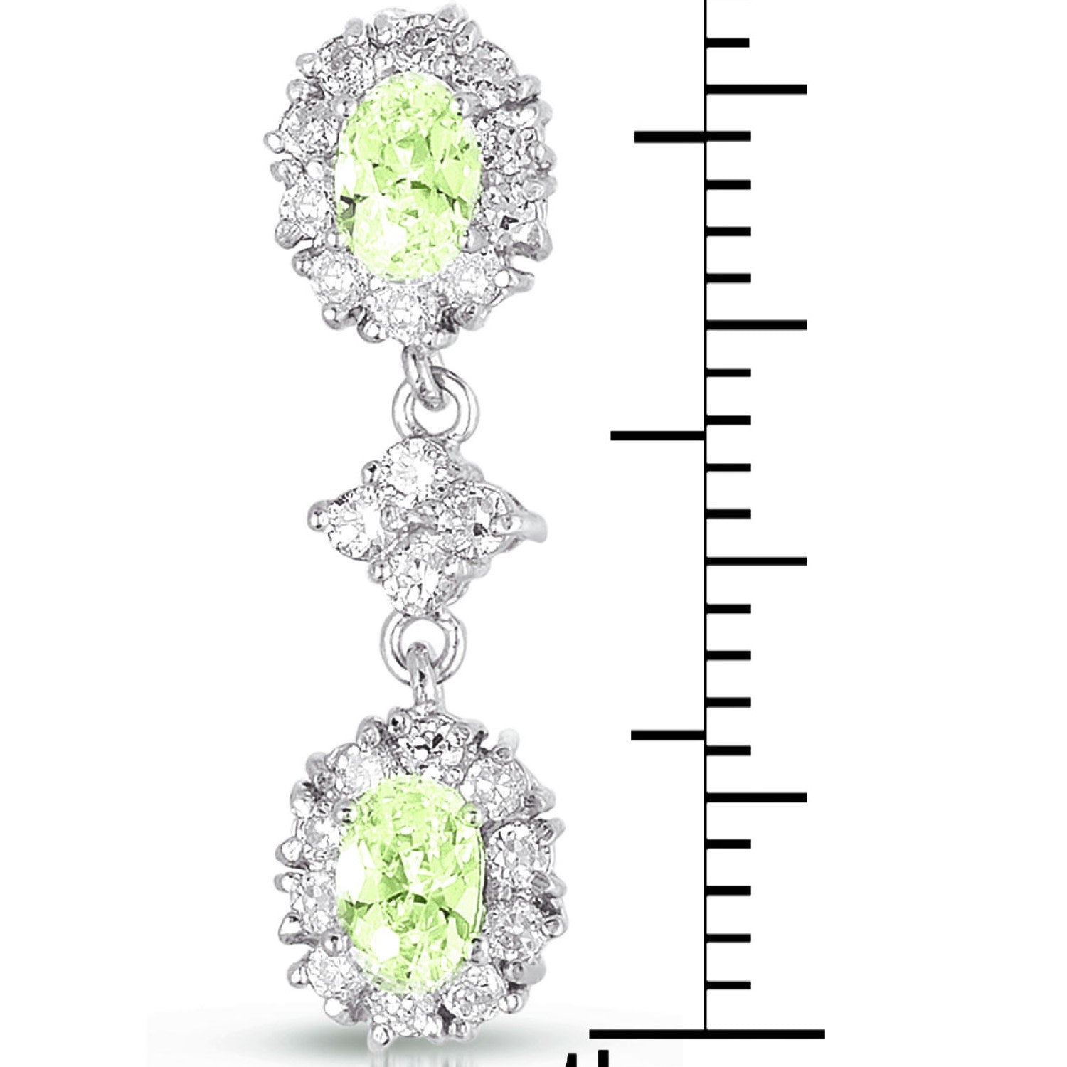 Sterling Silver Green Cubic Zirconia Dangle Earrings