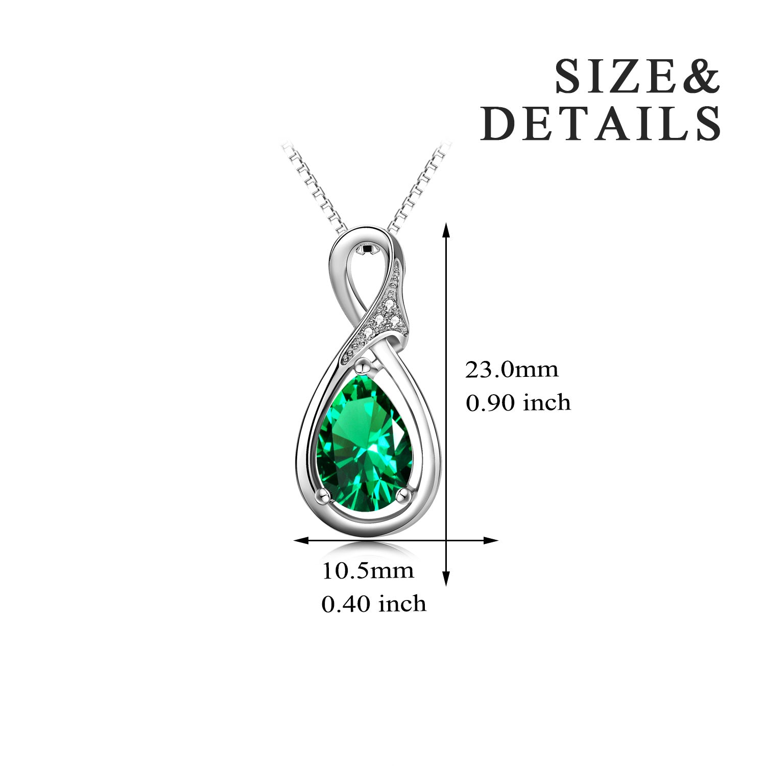 Sterling Silver Green Lab Created Diamond Infinity Symbol Necklace for Women