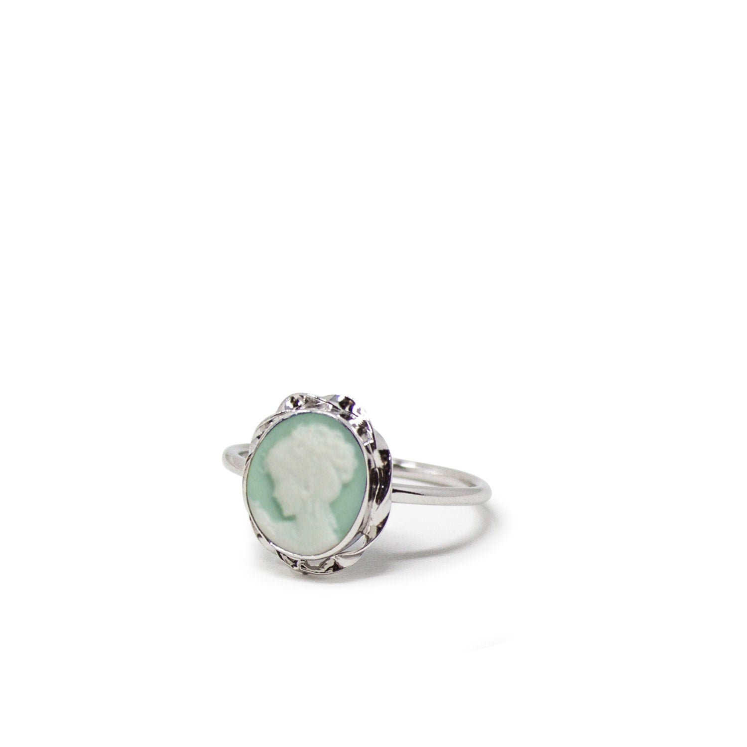 Sterling Silver Green Mini Cameo Ring