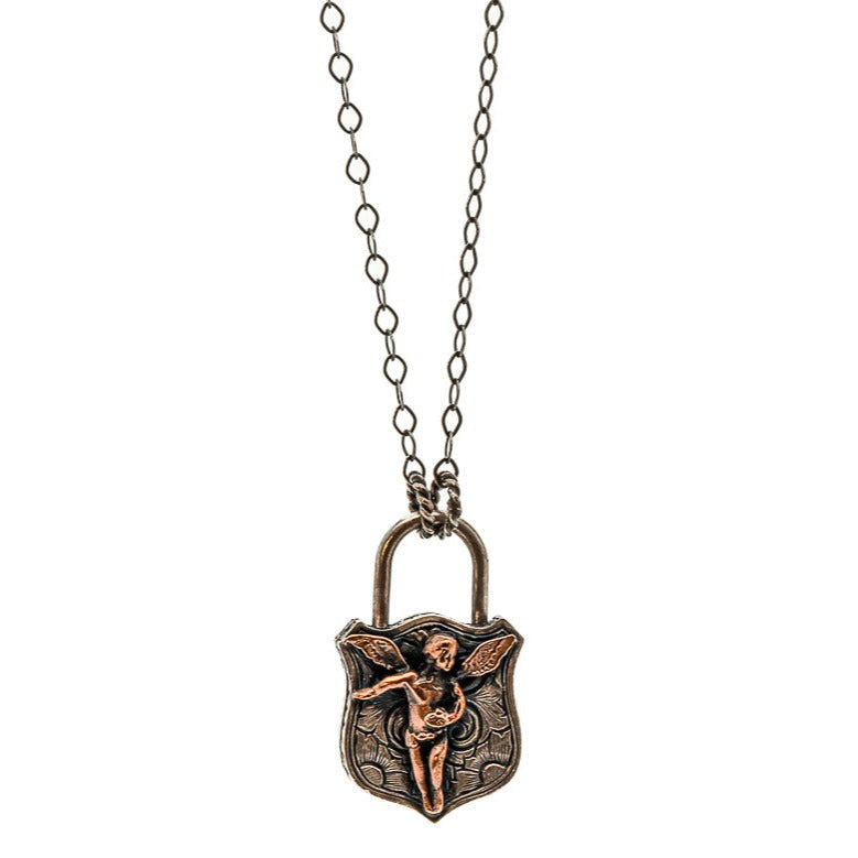 Sterling Silver Guardian Angel Unique Necklace - Silver
