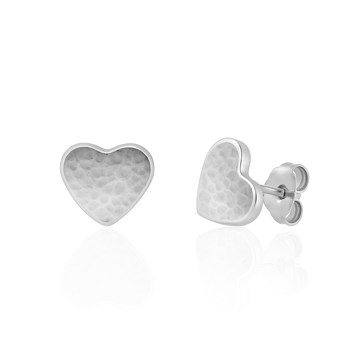 Sterling Silver Hammered Heart Earrings – Romantic Minimalism – Unaloe Jewellery For Women