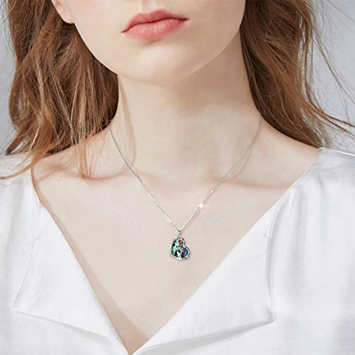 Sterling Silver Heart Abalone Shellfish Skull Personalized Photo Locket Necklace with Engraved Word