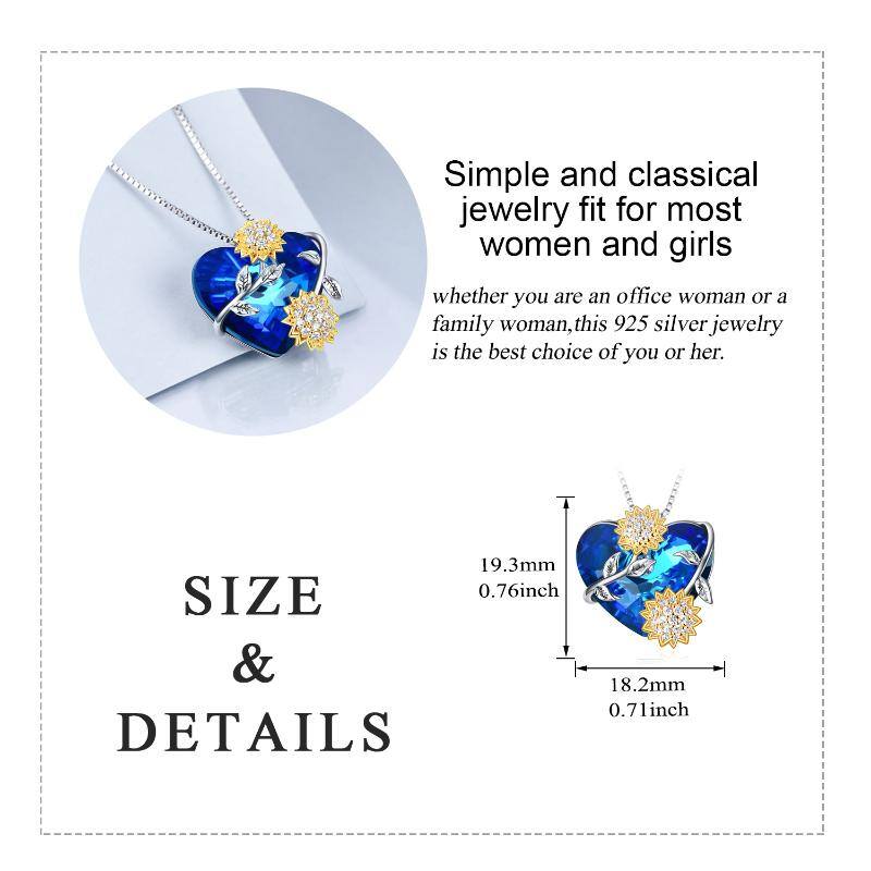 Sterling Silver Heart Crystal Pendant Necklace