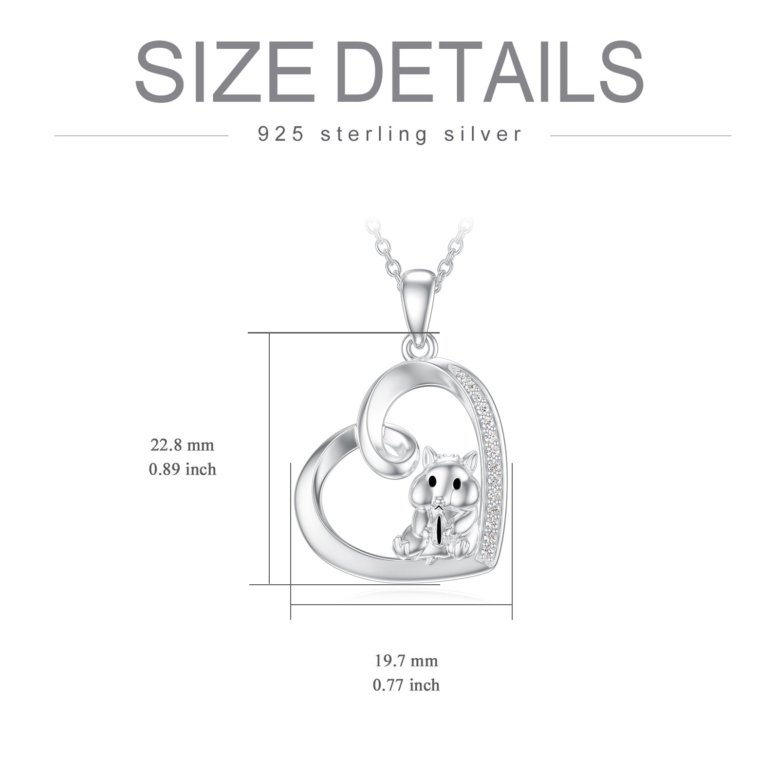 Sterling Silver Cubic Zirconia Heart Hamster Necklace For Girl