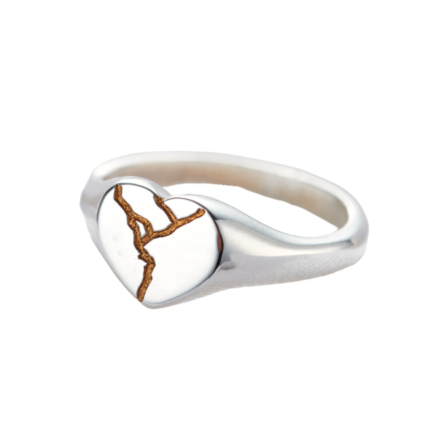 Sterling Silver Heart Kintsugi Signet Ring
