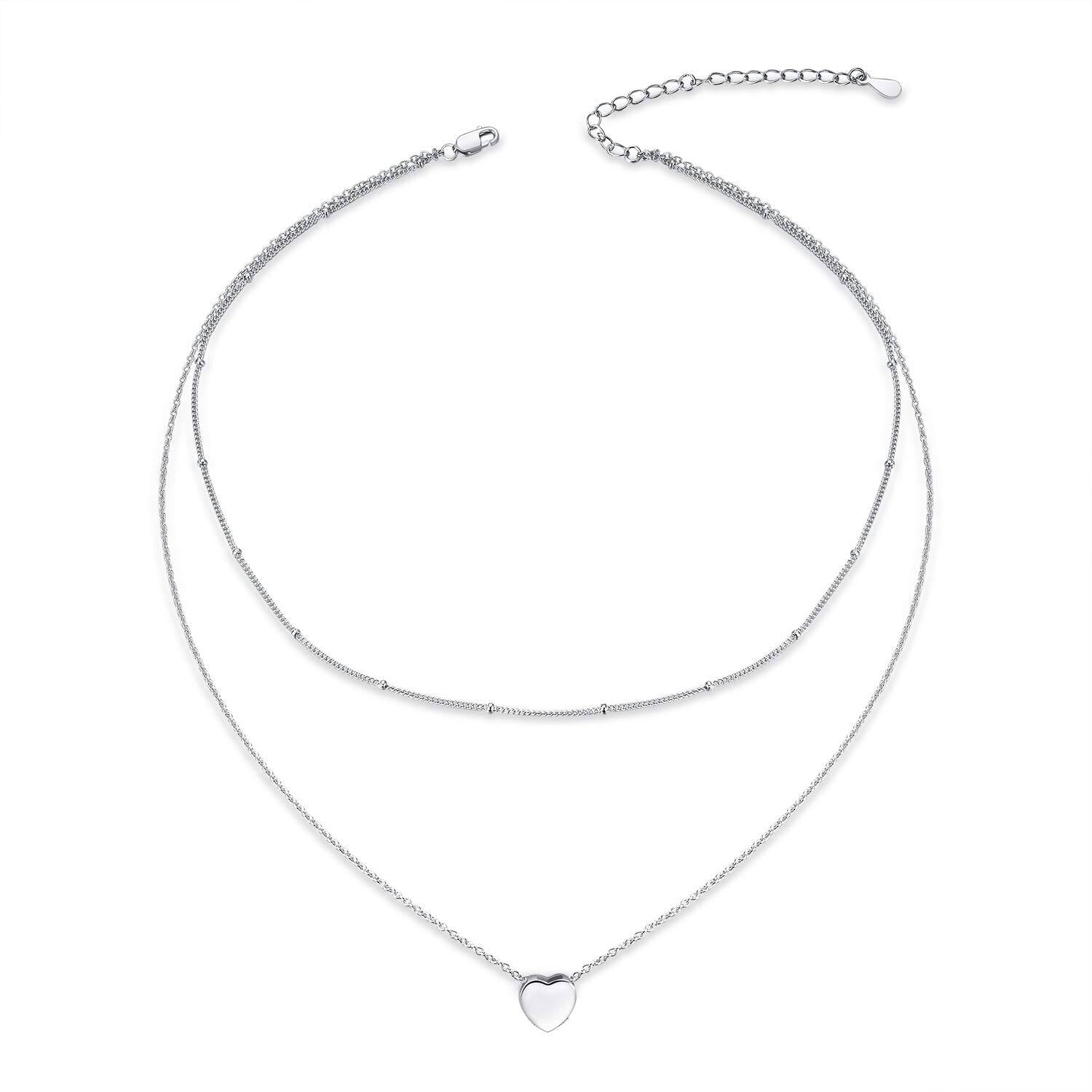 Sterling Silver Heart Layered Necklace