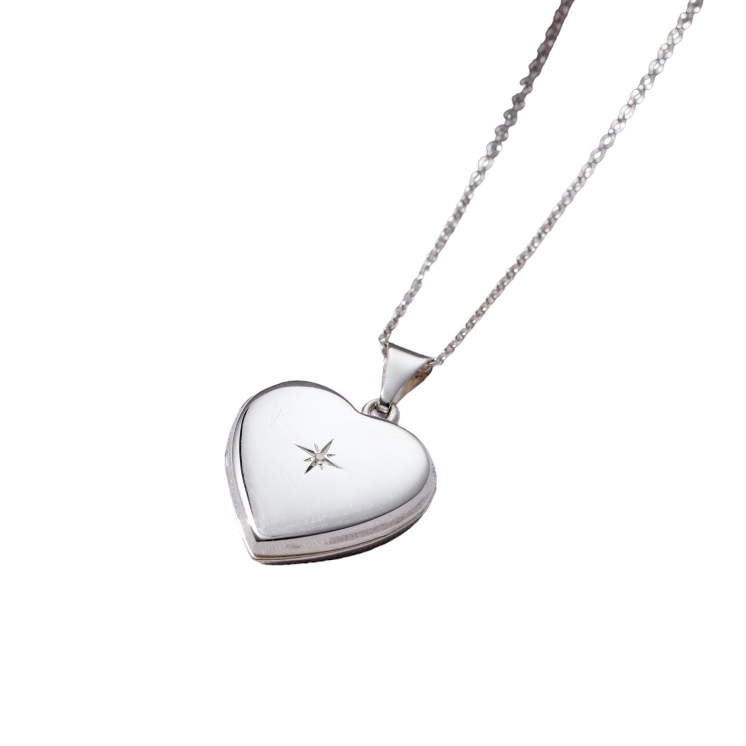 Sterling Silver Heart Locket With Diamond