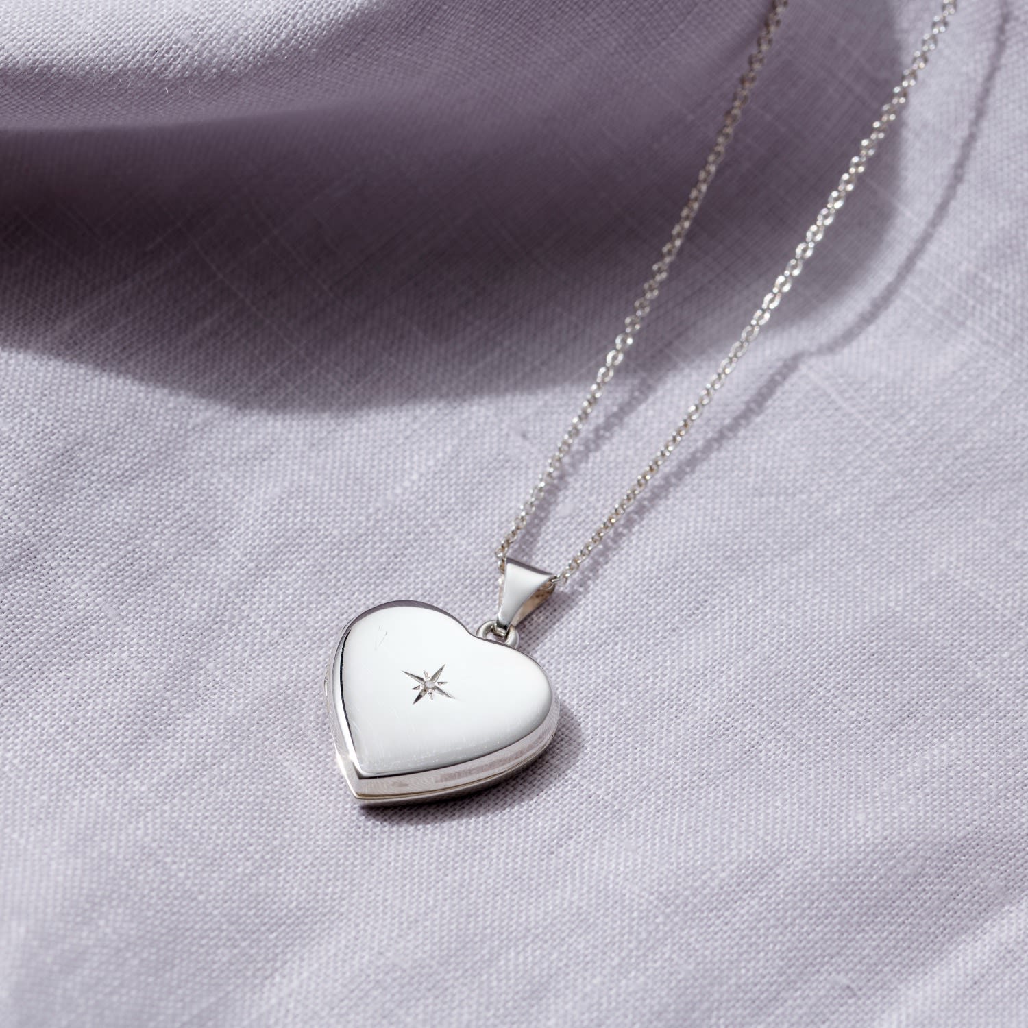 Sterling Silver Heart Locket With Diamond