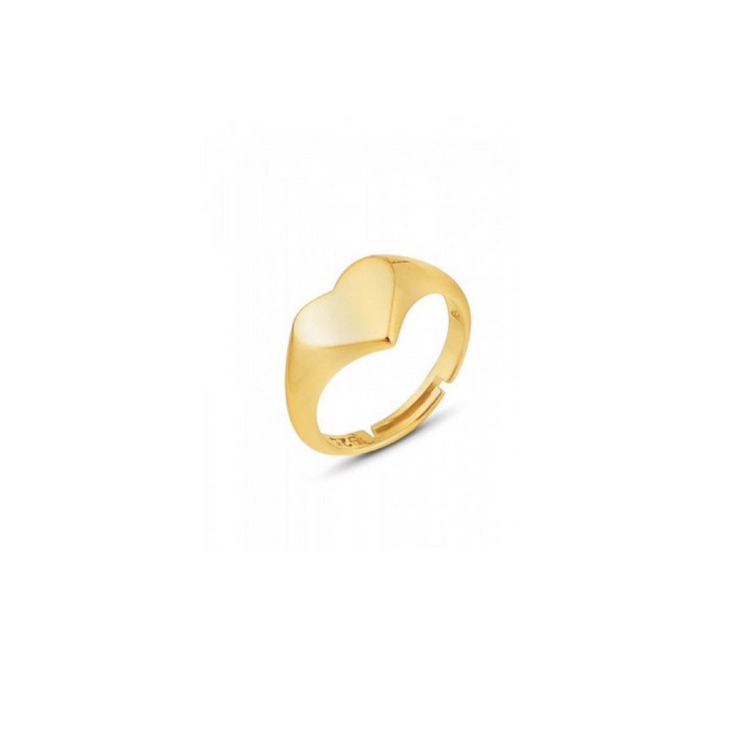 Sterling Silver Heart Love Signet Ring - Gold