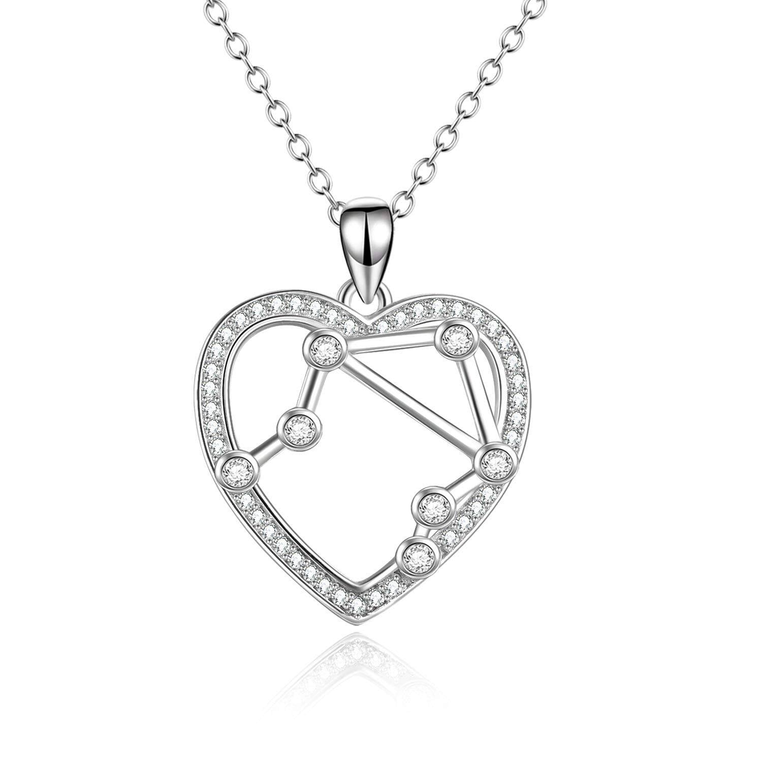 Sterling Silver Cubic Zirconia Heart Pendant Necklace