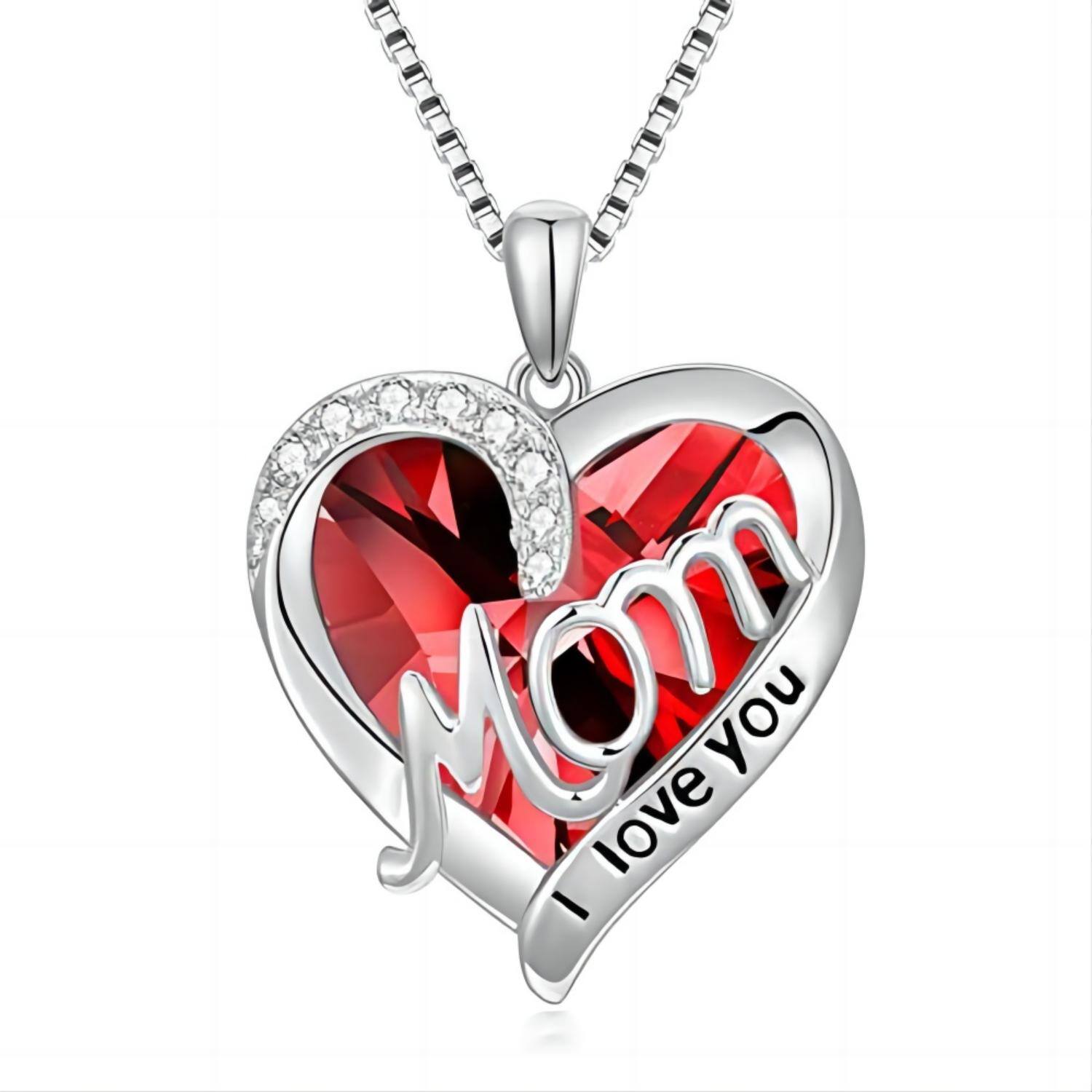 Sterling Silver Heart Cubic Zirconia Engraved Pendant Necklace for Women