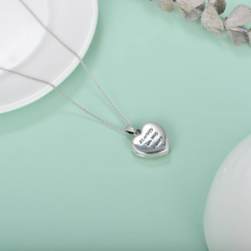 Sterling Silver Rose Personalized Photo Heart Engraved Necklace for Women Men