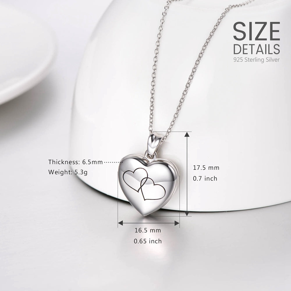 Sterling Silver Heart Personalized Photo Locket Necklace Engraved Forever In My Heart