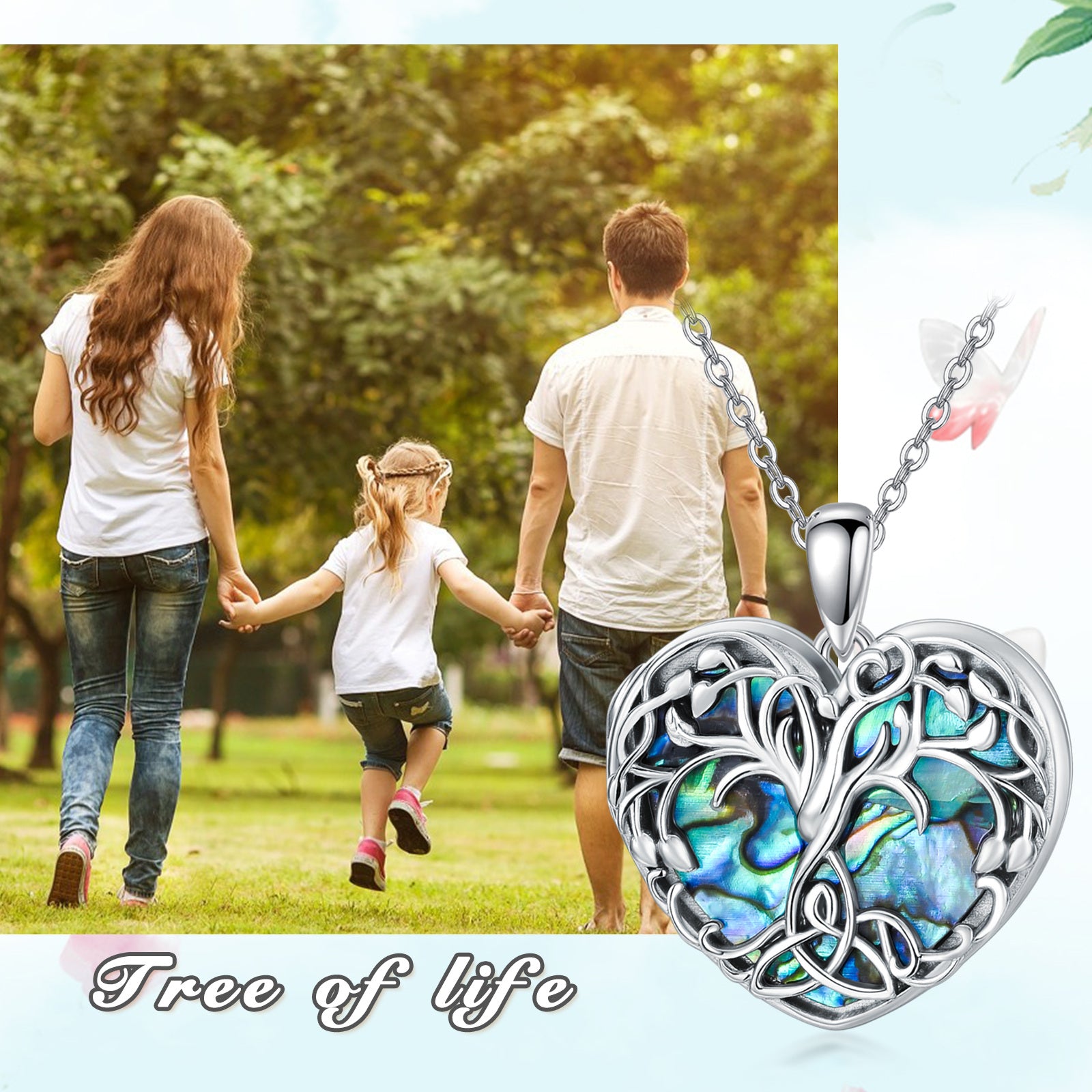 Sterling Silver Abalone Shellfish Tree Of Life With Heart Personalized Photo Locket Necklace For Women