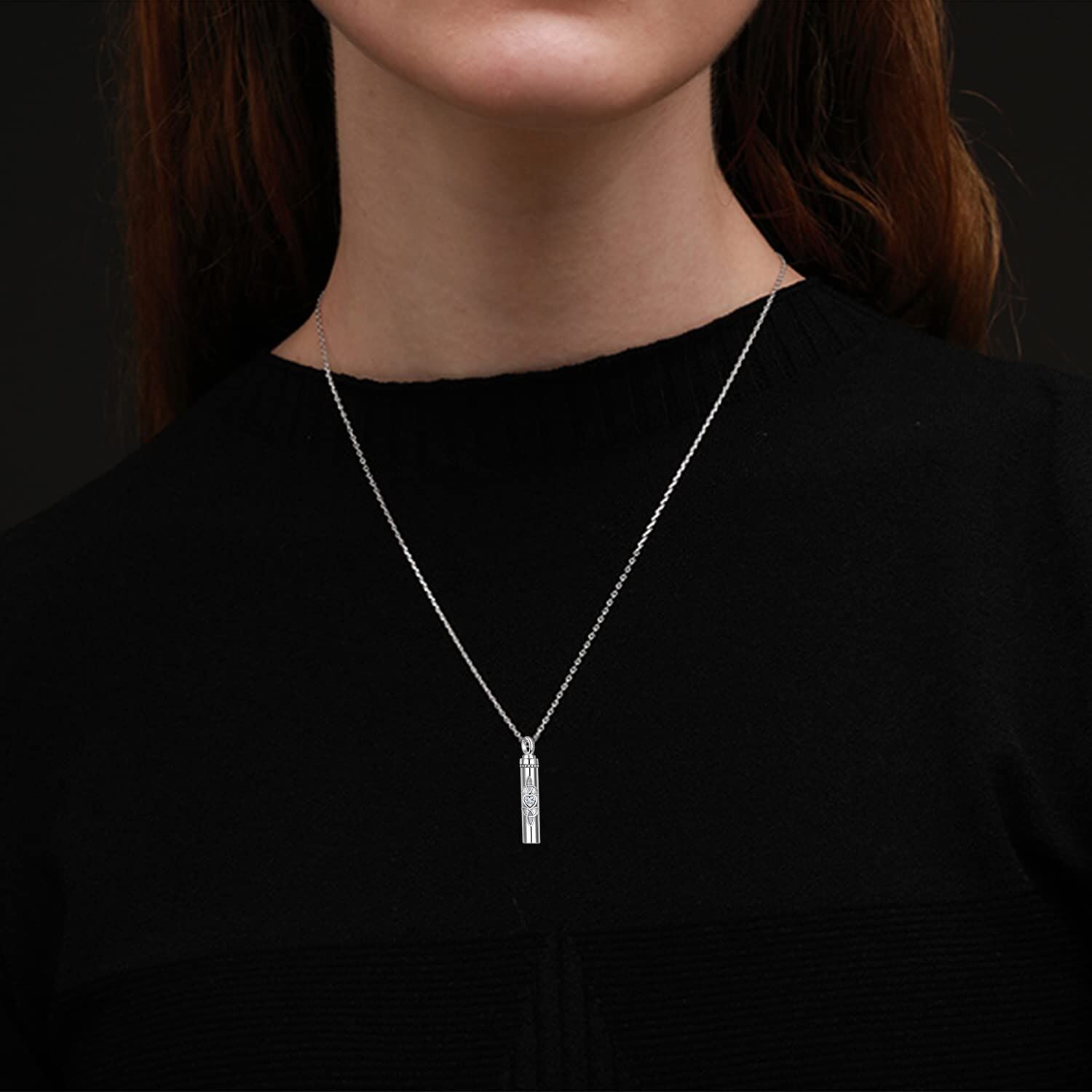 Sterling Silver Heart Cubic Zirconia Bar Celtic Knot Urn Necklace For Ashes