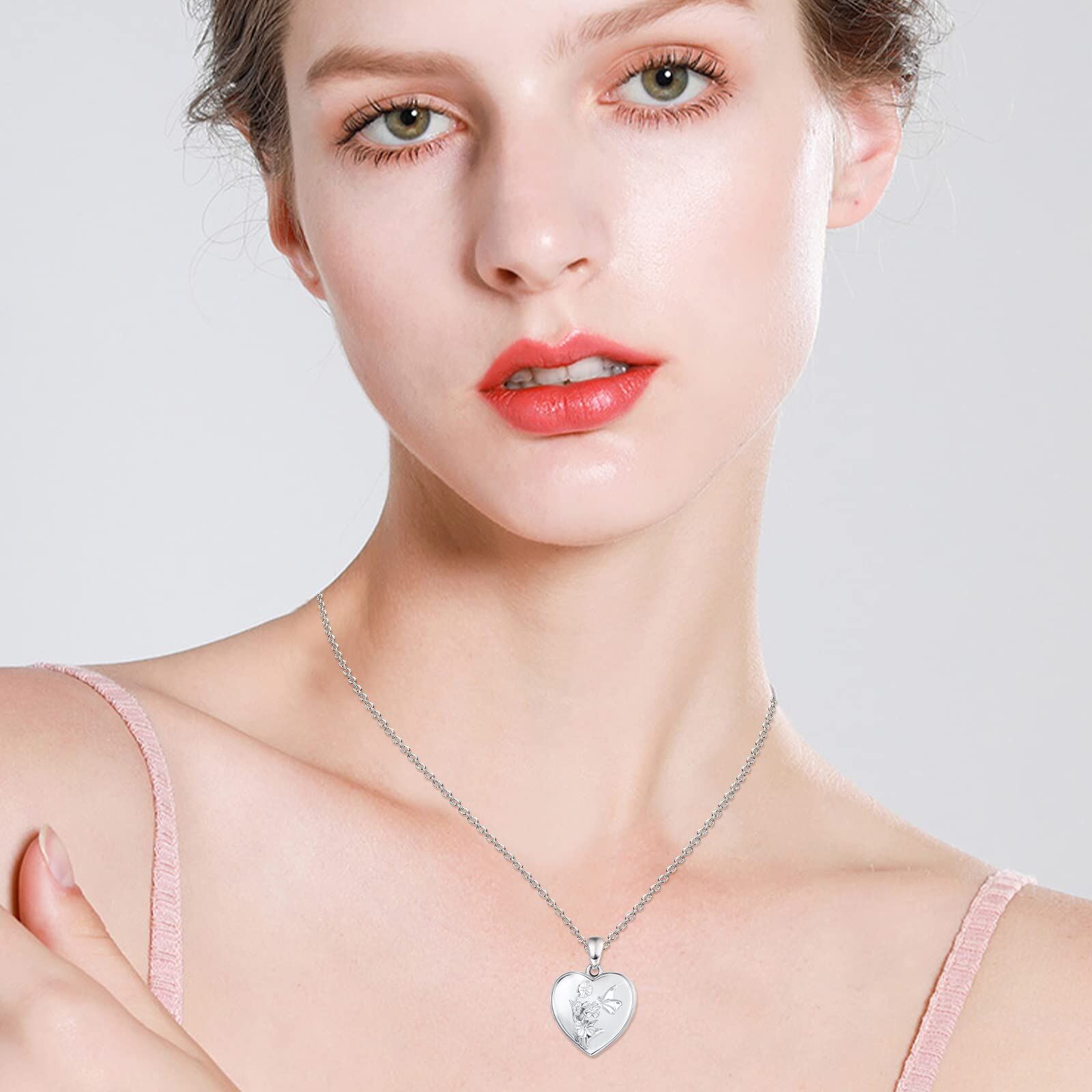 Sterling Silver Heart Shaped Butterfly Urn Necklace for Ashes