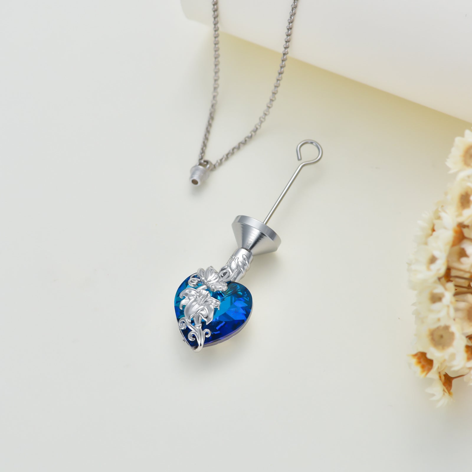 Sterling Silver Heart Crystal Butterfly Urn Necklace For Ashes For Women Best Friends