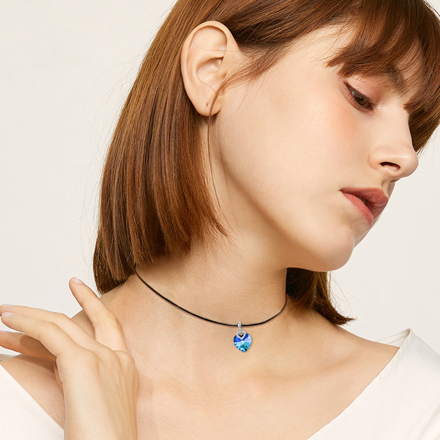 Sterling Silver Heart Crystal Pendant Necklace For Women