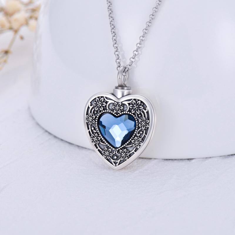 Sterling Silver Heart Crystal Urn Necklace For Ashes For Women Best Friends
