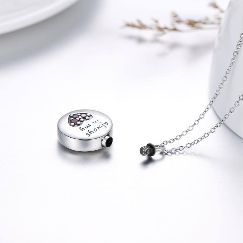 Sterling Silver Heart Cubic Zirconia Urn Necklace For Ashes