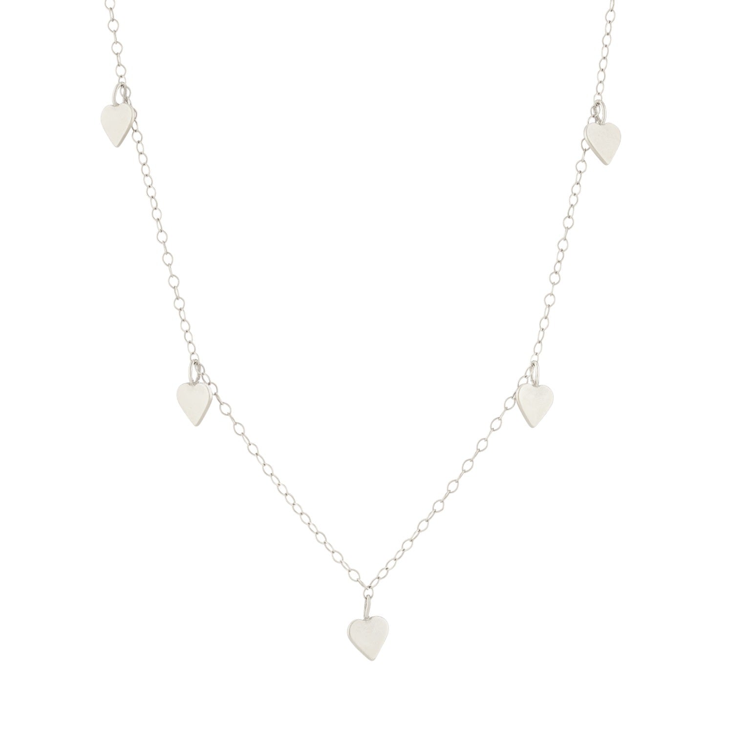 Sterling Silver Heart Station Necklace
