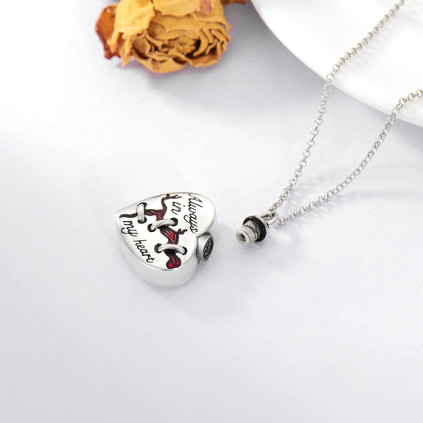 Sterling Silver Heart Urn Necklace For Ashes Always In My Heart