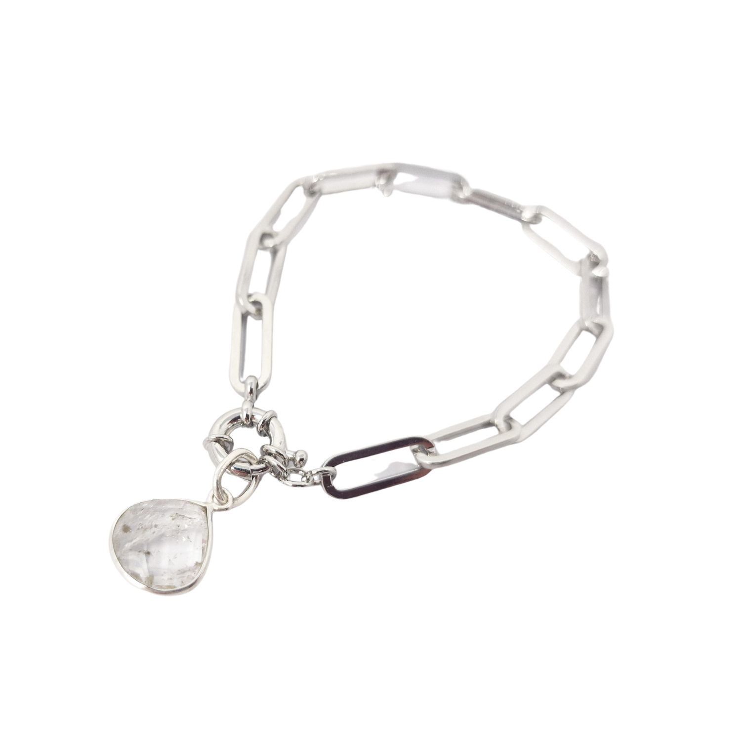 Sterling Silver Herkimer Diamond April Birthstone Crystal Bracelet