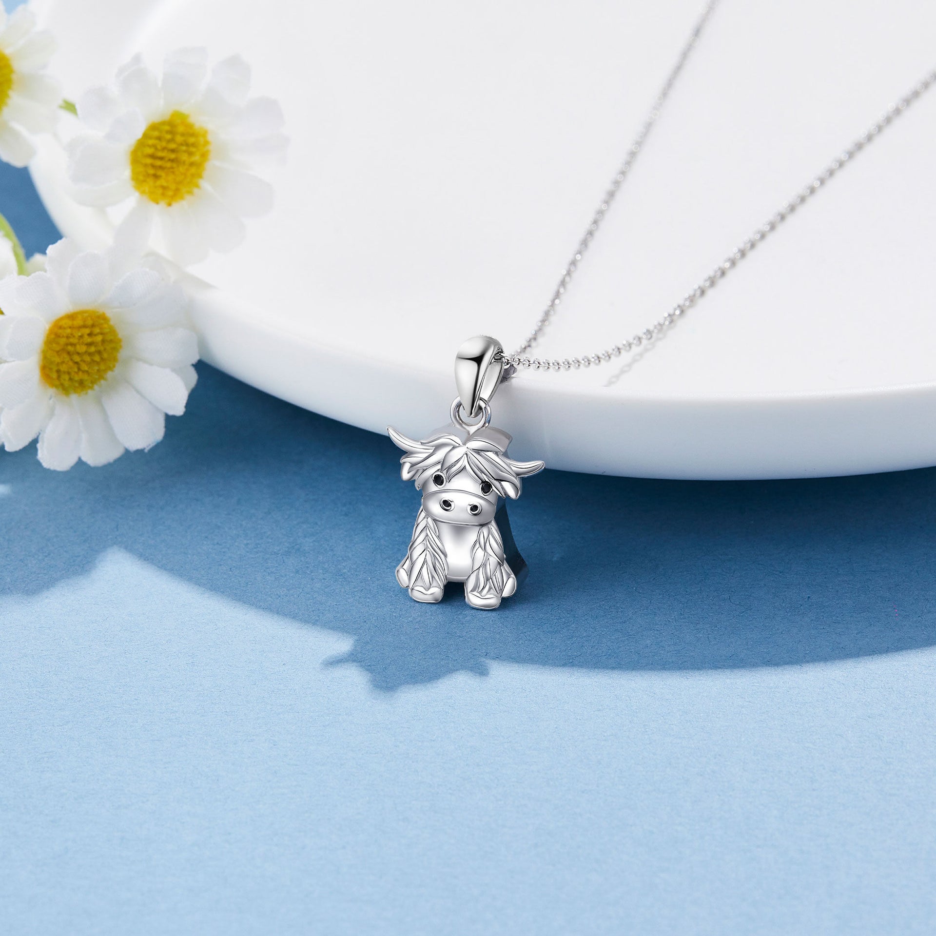 Sterling Silver Highland Cow Urn Necklace for Ashes