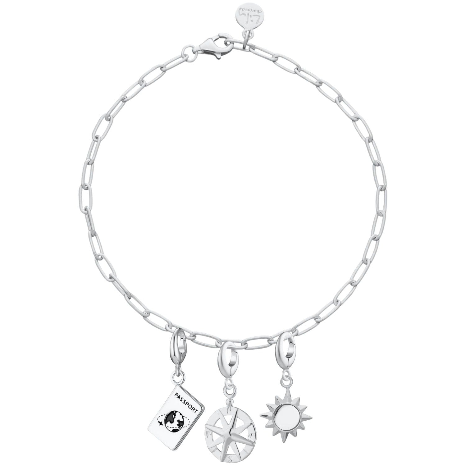 Sterling Silver Holiday Oval Link Charm Bracelet