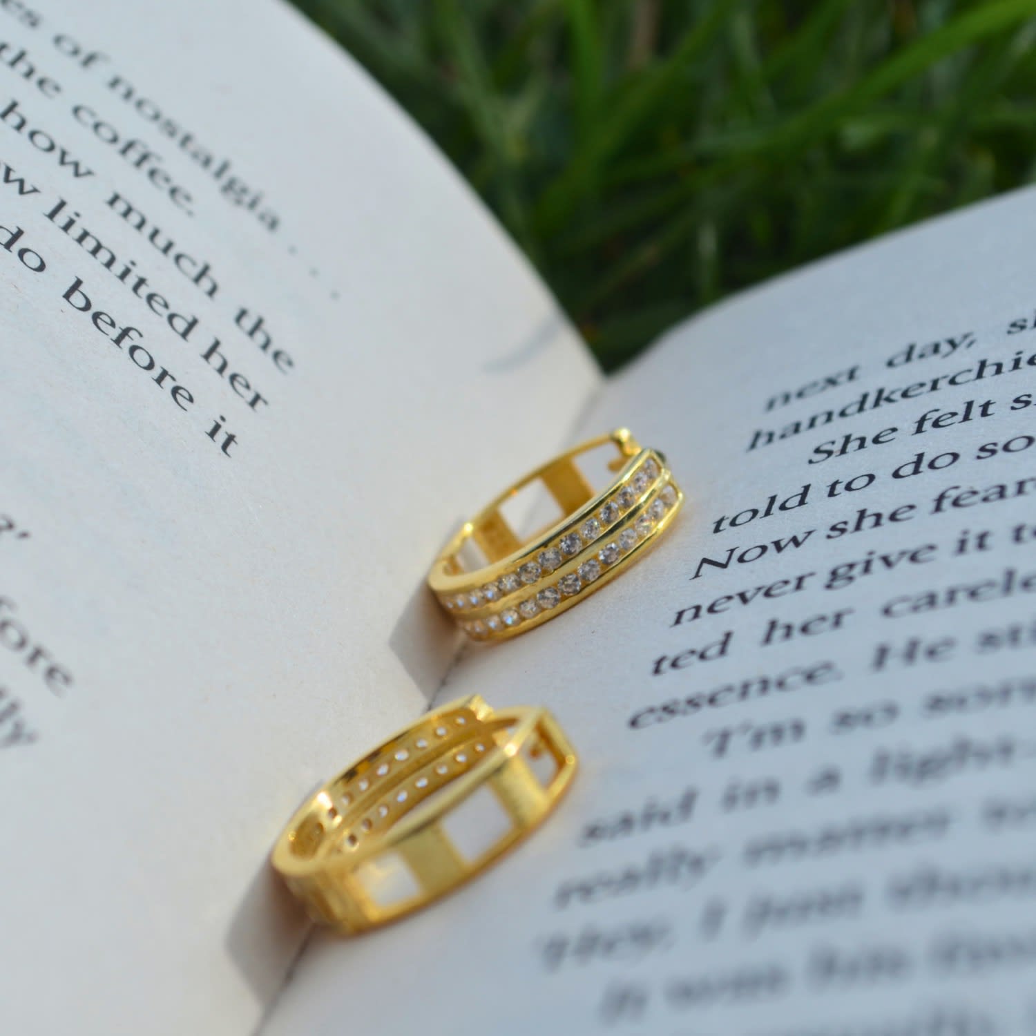 Sterling Silver Hoop Earring With Cubic Zirconia - Gold