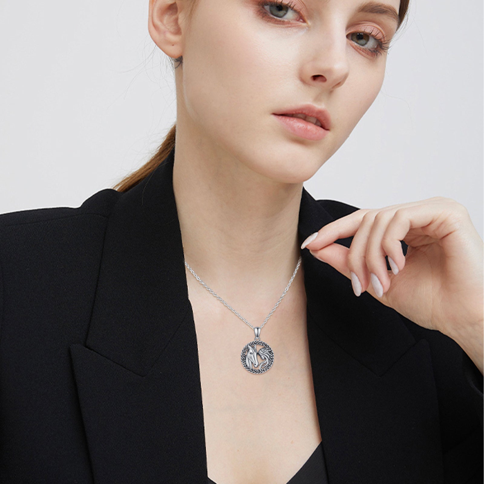 Sterling Silver Horse & Celtic Knot Pendant Necklace